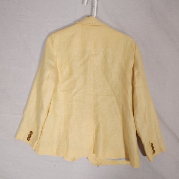 Talbots Womens Petite Linen Blazer 12P Yellow Lined Office Career Spring - Picture 12 of 15